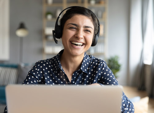 A smiling webinar attendee